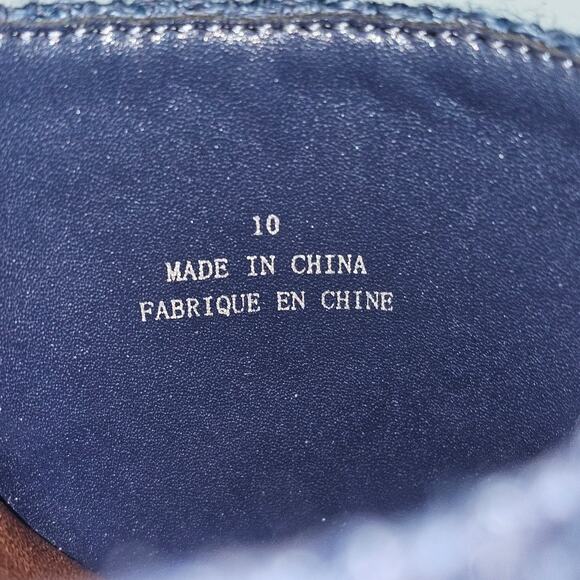 Jeffrey Campbell On Deck Sandal Womens 10 Navy Blue Wood Wedge Platform Heel - Picture 12 of 13